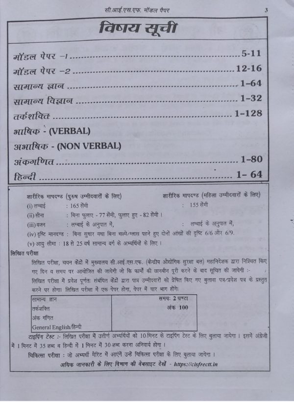 CISF Steno book index